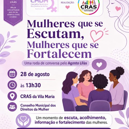 Agosto Lilás terá roda de conversa para mulheres em Porto Ferreira