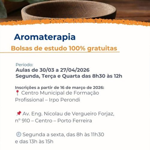 Prefeitura de Porto Ferreira abre inscrições para curso gratuito de aromaterapia