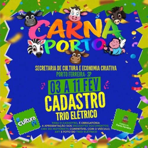 Cadastro de trios elétricos para o CarnaPorto 2026 começa nesta semana