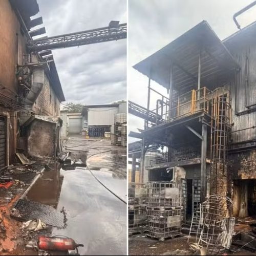 Incêndio em empresa química deixa funcionário ferido