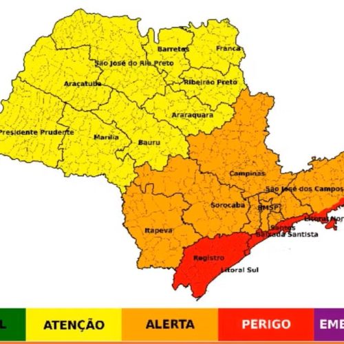 Defesa Civil do Estado de São Paulo aponta risco de temporais com a chegada de frente fria
