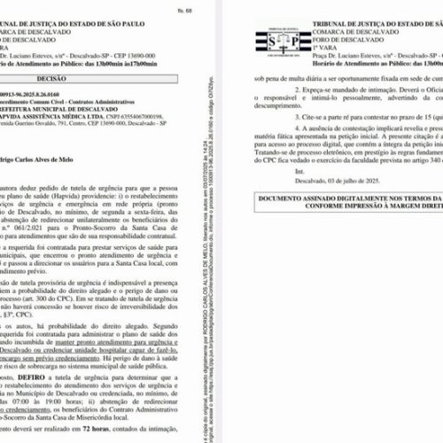 Justiça determina que Hapvida restabeleça atendimento emergencial a servidores públicos de Descalvado em até 72 horas