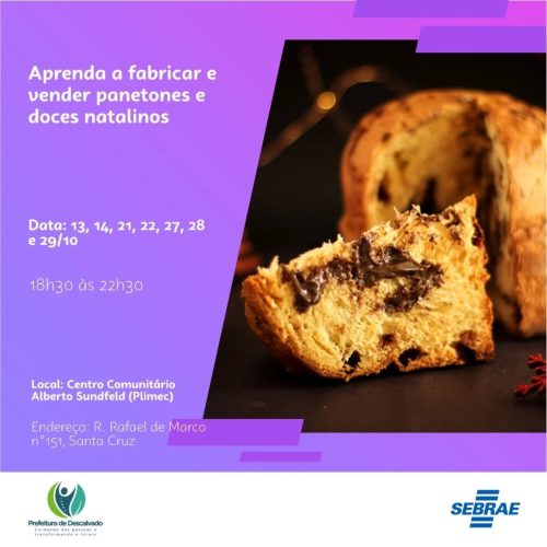 Curso gratuito ensina a fabricar e vender panetones e doces natalinos em Descalvado