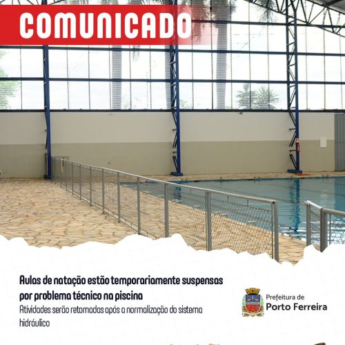Aulas de natação são suspensas em Porto Ferreira por problemas no sistema da piscina pública municipal