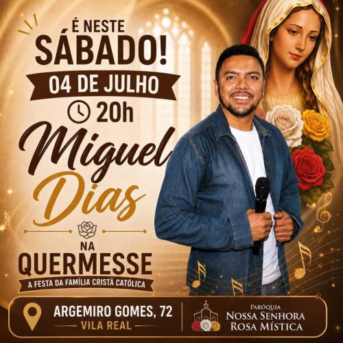 Quermesse da Paróquia Rosa Mística em Porto Ferreira terá show de Miguel Dias neste sábado (04/07)