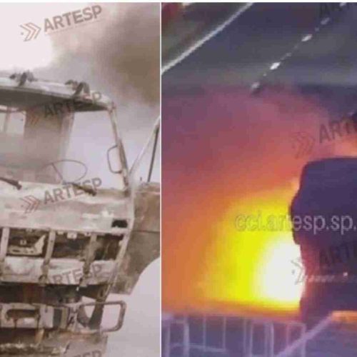 Incêndio em caminhão interdita totalmente pista da Rodovia Washington Luís na manhã desta quarta (03/09)