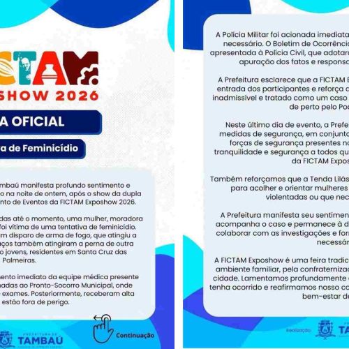 Tentativa de feminicídio termina com dois homens baleados após show em Tambaú