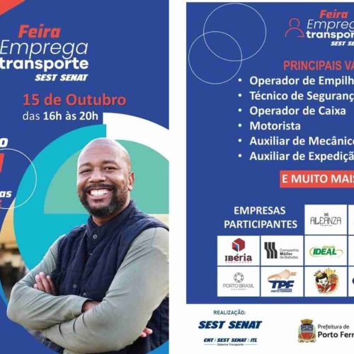 Feira que oferece vagas de empregos acontece na próxima quarta-feira no Sest-Senat de Porto Ferreira