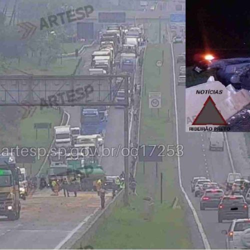 Acidente grave interdita Ttotalmente a rodovia SP-255 em Ribeirão Preto