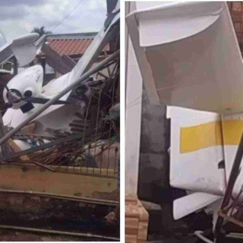 Avião de pequeno porte cai sobre casa e mobiliza equipes de resgate