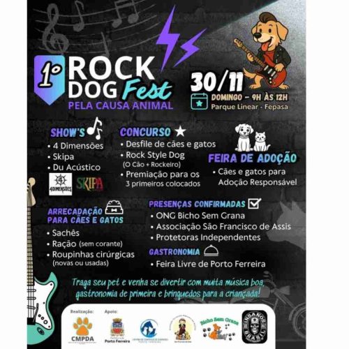 Conselho Municipal de Proteção e Defesa Animal de Porto Ferreira e parceiros realizam o 1º Rock Dog Fest