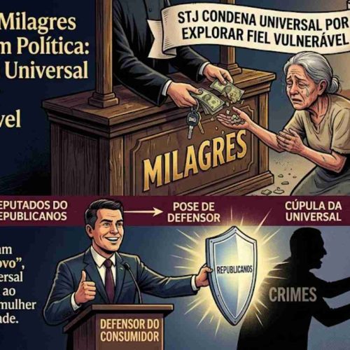 Enquanto deputados do Republicanos posam de “defensores do consumidor”, Igreja Universal é exposta pela Justiça ao tomar R$ 500 mil de mulher em estado de fragilidade