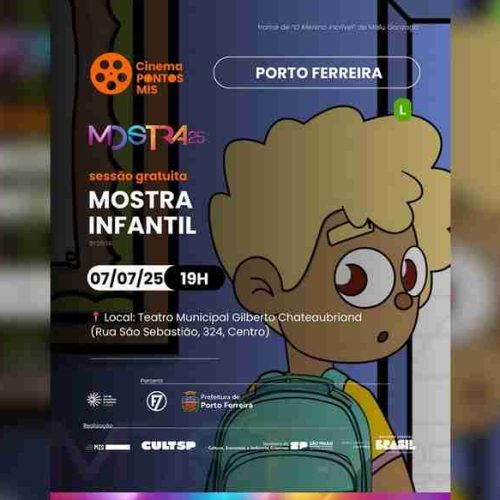 Cinema infantil e inclusão em destaque na nova sessão do Pontos MIS em Porto Ferreira na próxima segunda-feira (07/07), às 19 horas