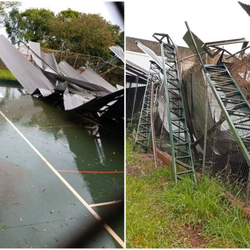 Chuva forte destrói cobertura de quadra em escola estadual na cidade de Conchal (SP)