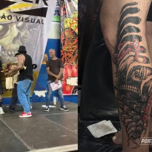 Tatuador de Casa Branca se destaca e leva prêmio em festival de tatuagem