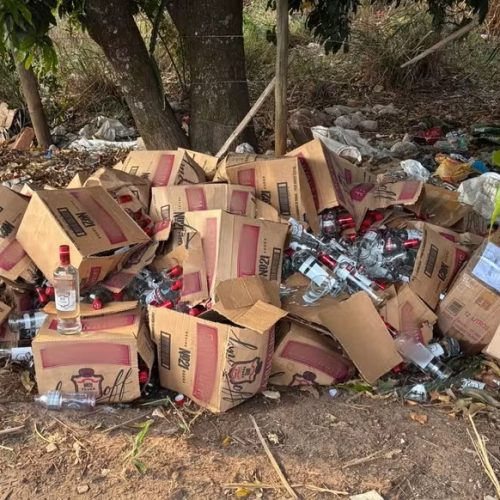 50 caixas de vodka de uma “marca famosa” são encontradas abandonadas às margens da MG-050, em Passos (MG)